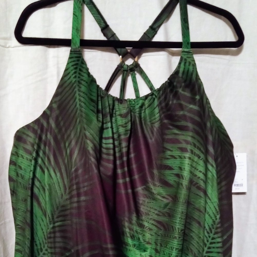 Blouson Swim Tankini Top by Cacique, Size 20